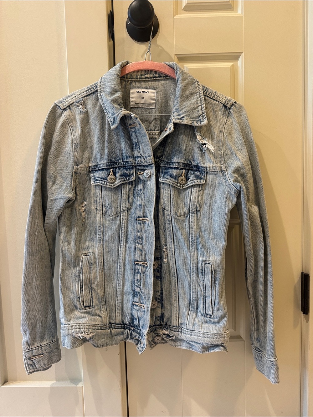 Old Navy Light Wash Ripped Denim Jacket - Pale Blue